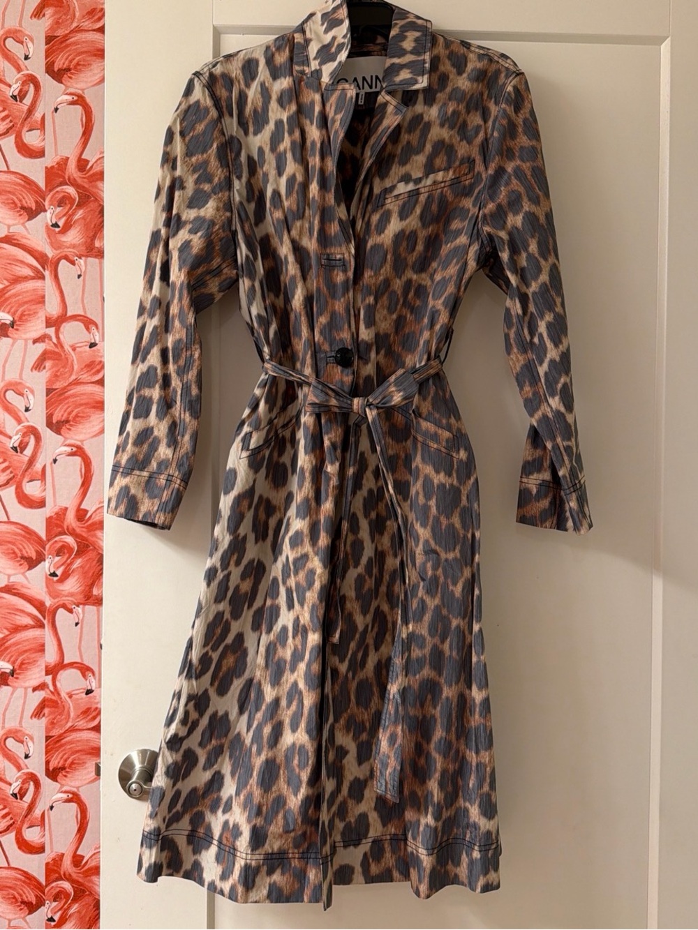 Ganni leopard trench